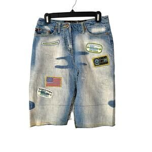 Vintage Y2K Parasuco Ergonomic Denim Patch Jean Denim Skirt size 8